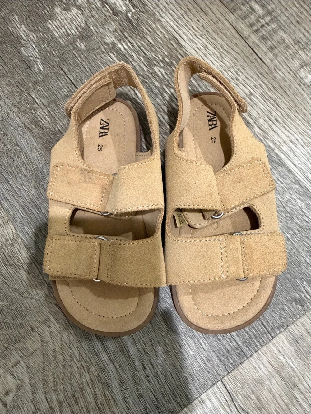 Zara genuine suede leather sandals eu25